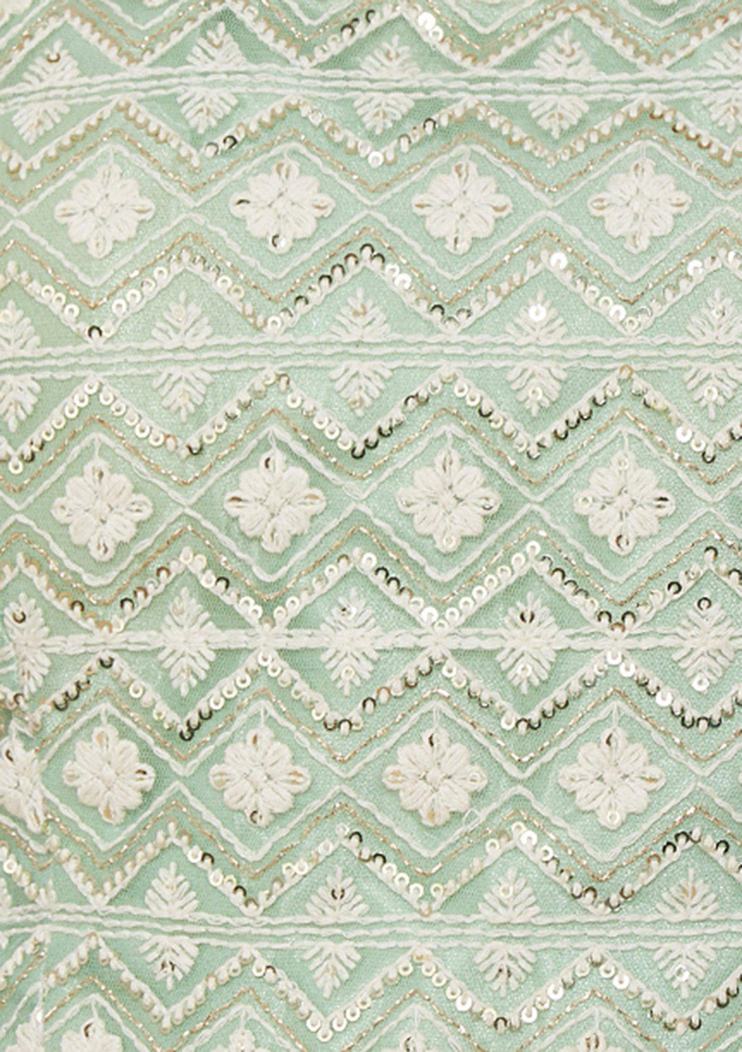Green Thread-Work Net Designer Lehenga-Koskii