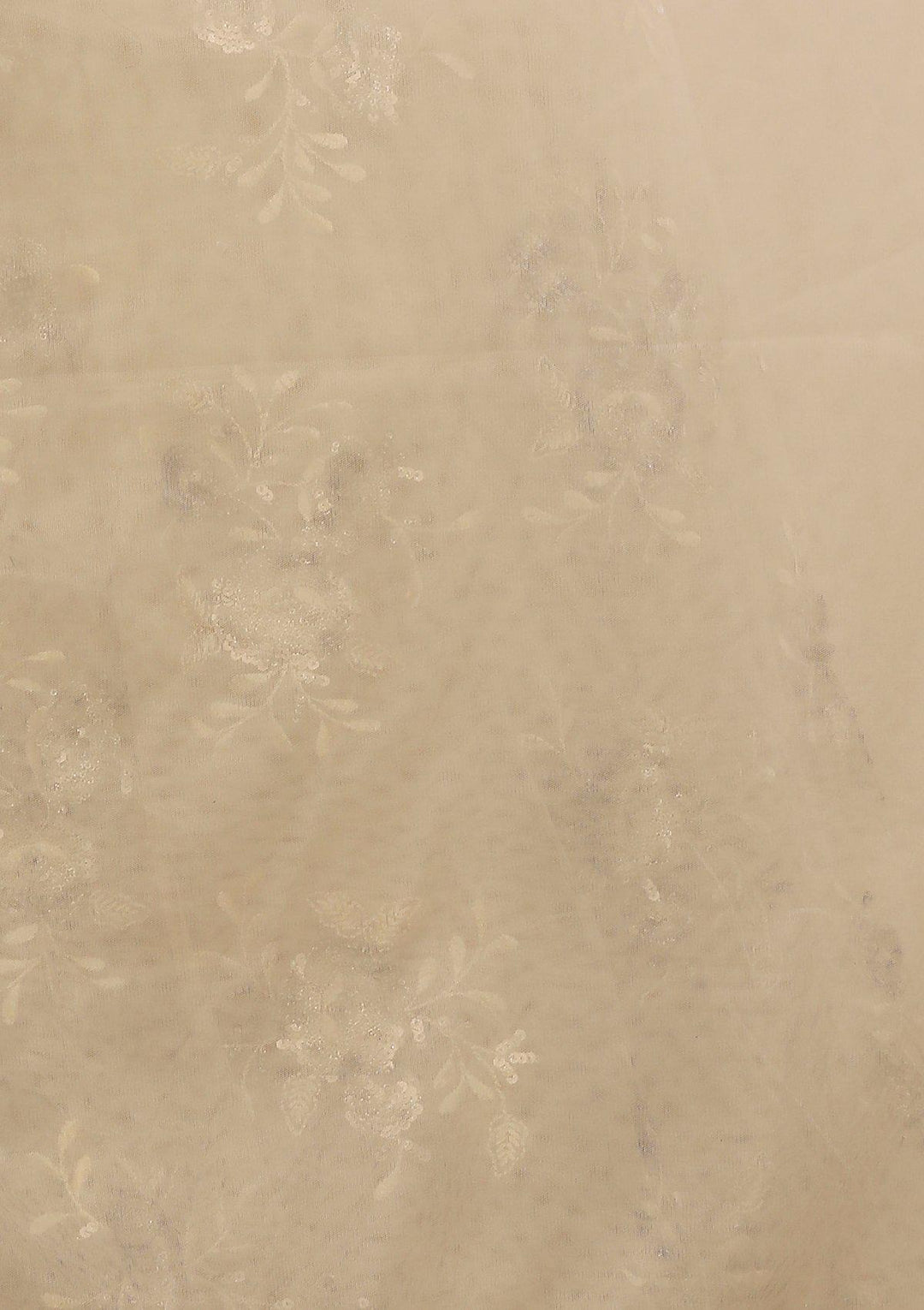 KOSKII BEIGE FLORAL NET LEHENGA-Koskii