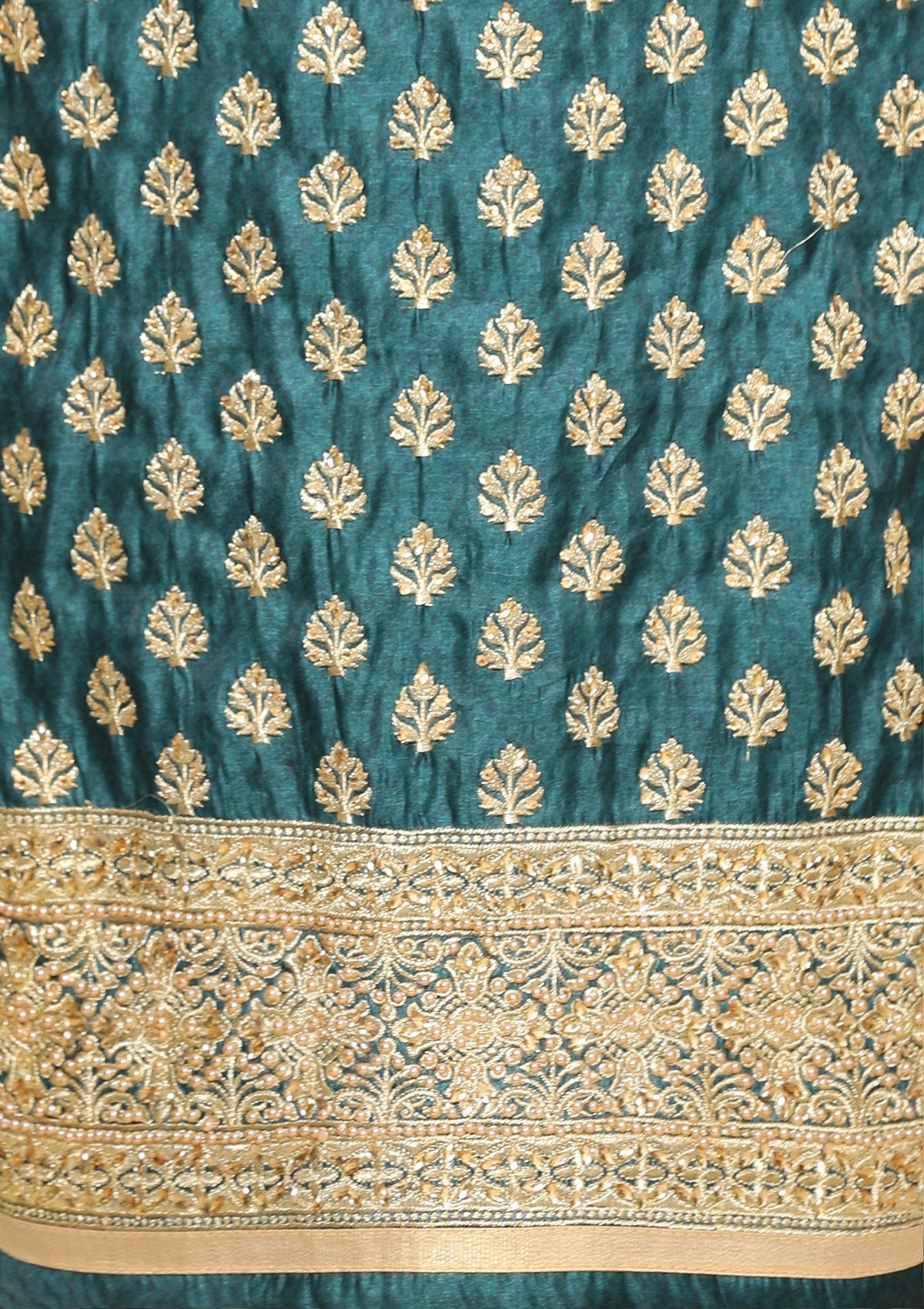 bottle green and gold designer salwar suit-Koskii