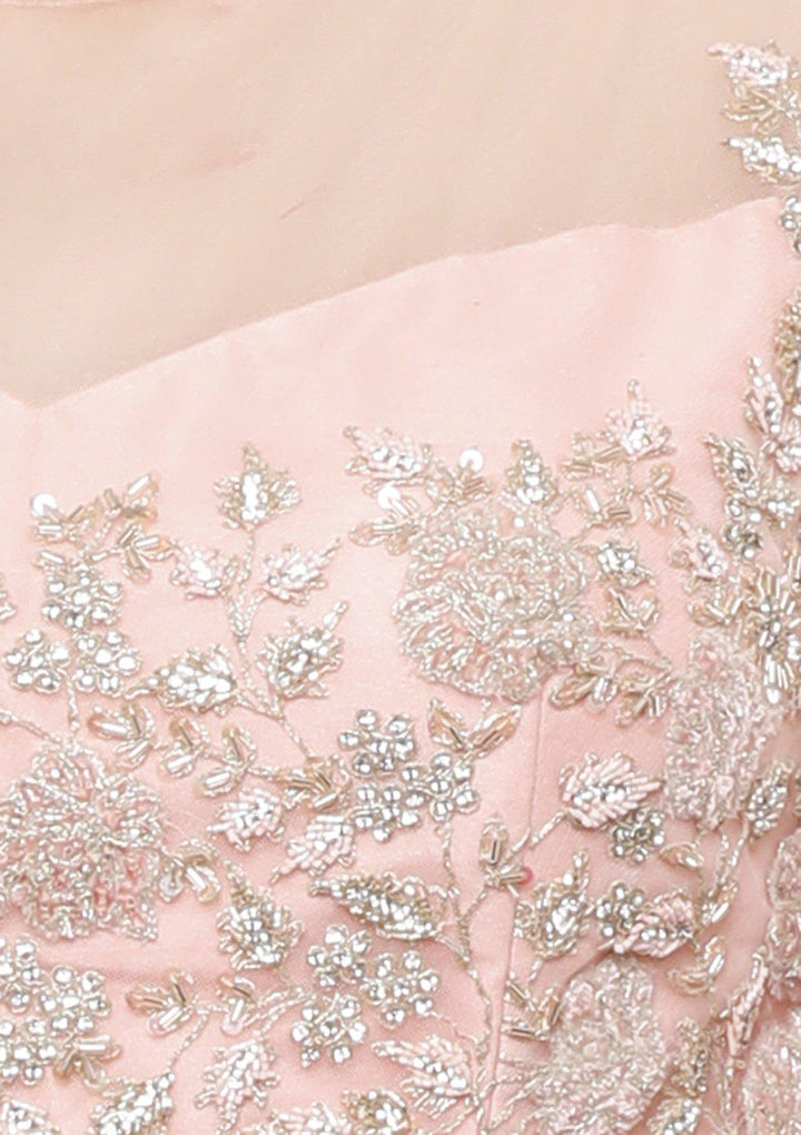 koskii baby pink raw silk bridal lehenga-Koskii
