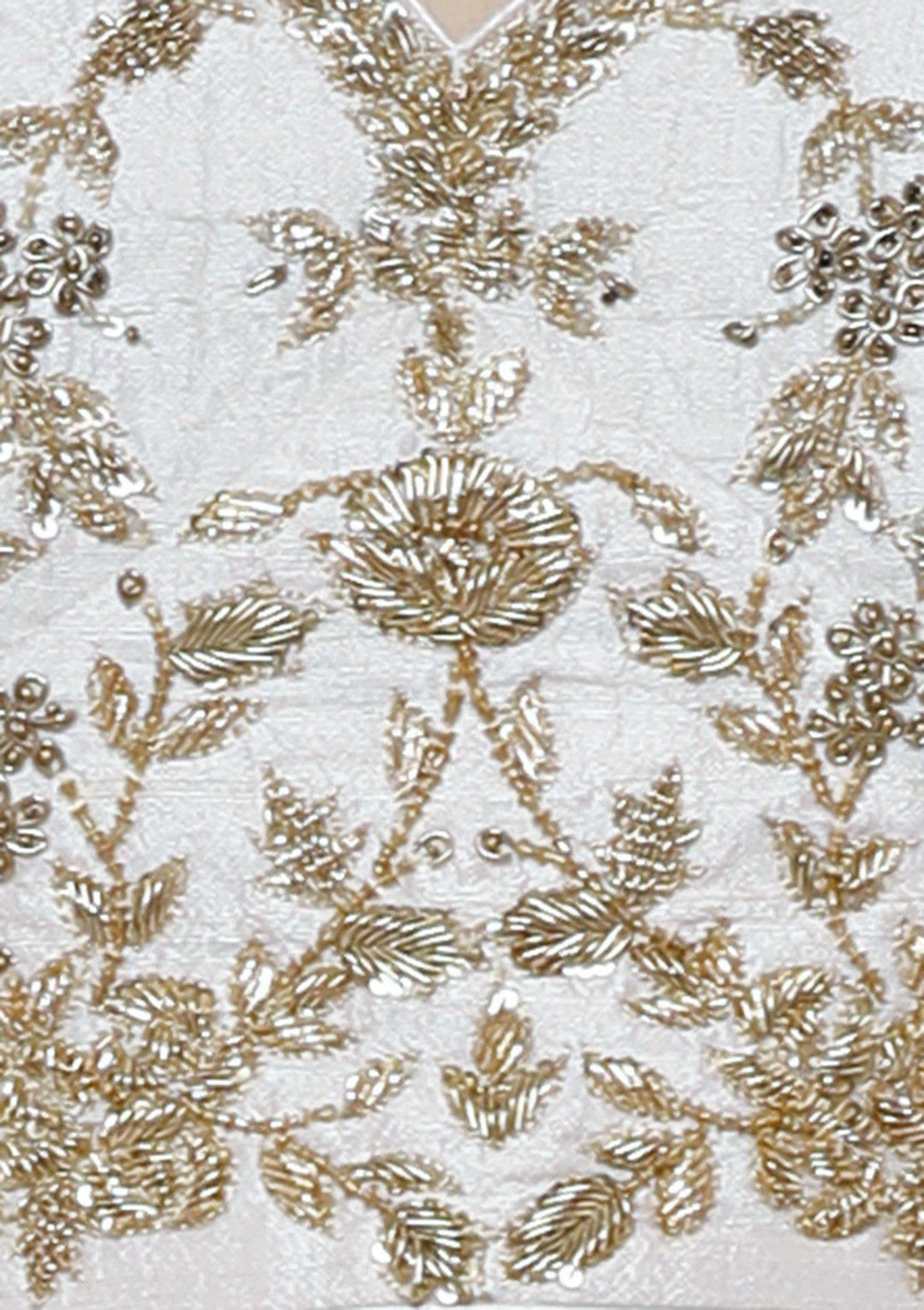 Ivory White Zardozi Work Designer Lehenga-Koskii