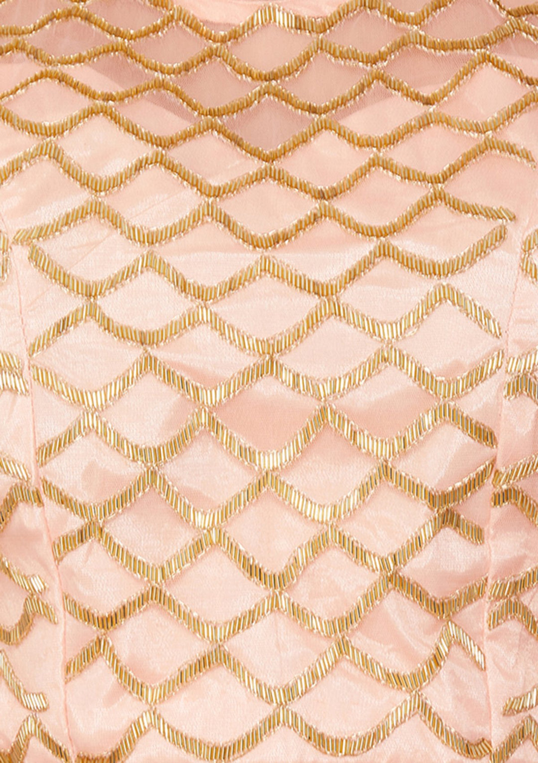 Coral Pink Cutdana Raw-Silk Lehenga-Koskii