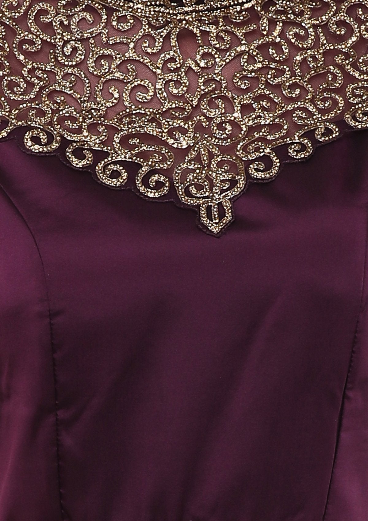 Dark Purple Bead Work Tafetta Designer Gown-Koskii