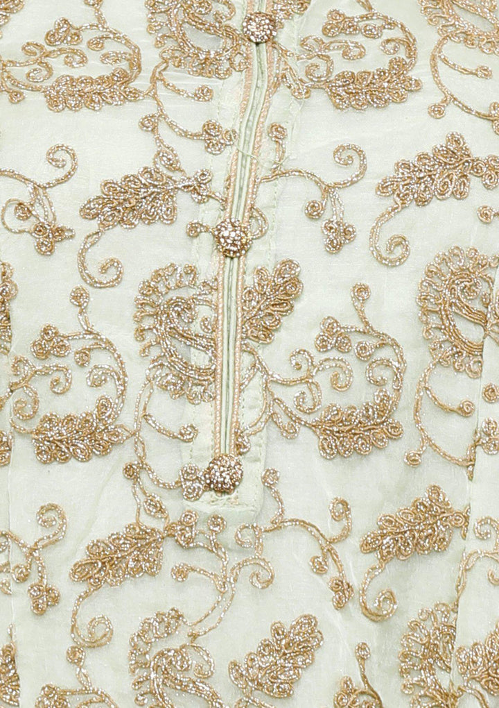 Sea Green and Gold Designer Salwar Suit-Koskii