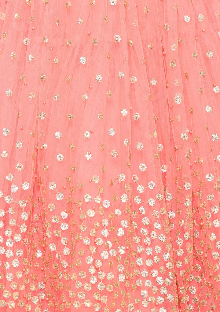 Pink Zardozi Satin Designer Lehenga-Koskii