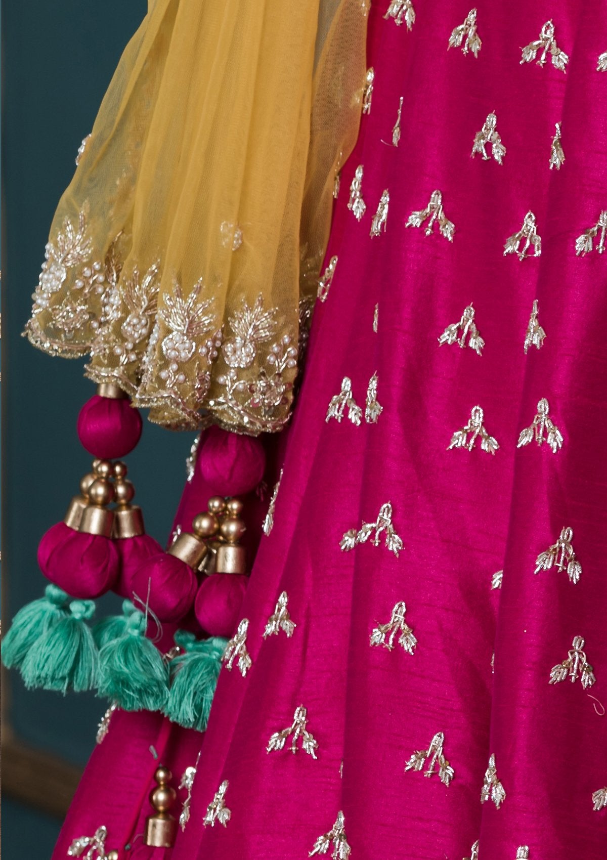 Pink Sequinned Silk Designer Lehenga-Koskii
