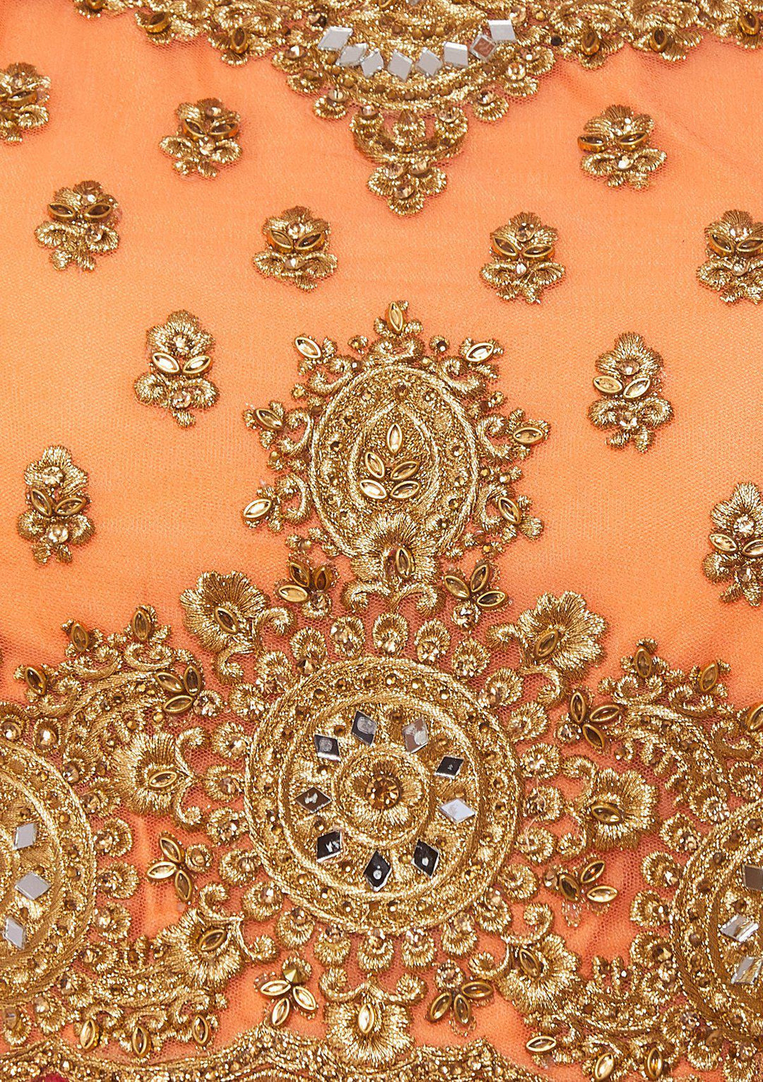 Koskii Zariwork Net PEACH Lehenga-Koskii