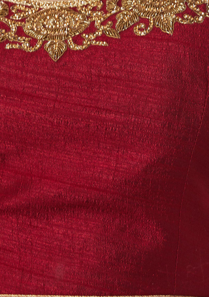 Maroon Zariwork Rawsilk Designer Lehenga-Koskii