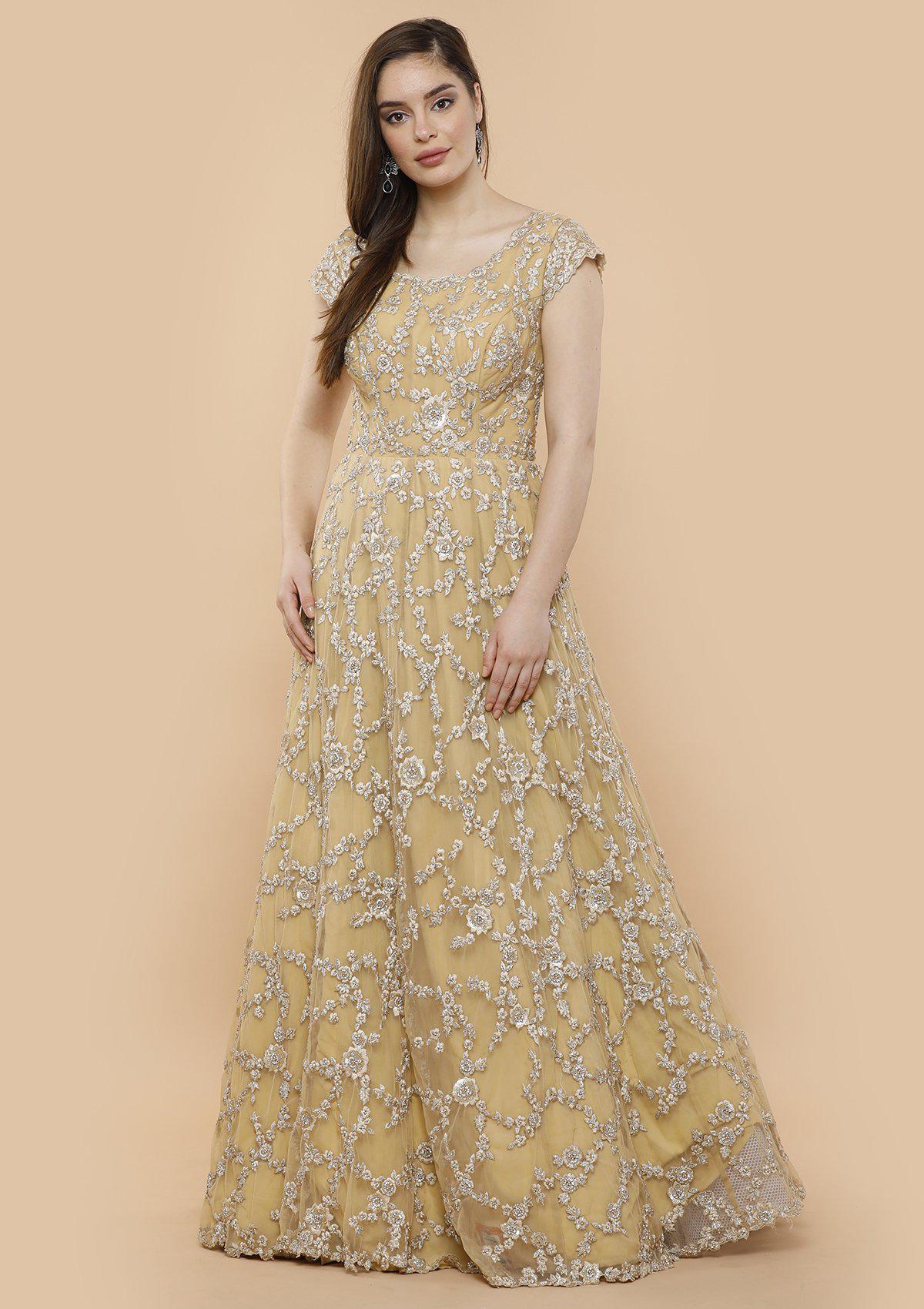 Yellow and Silver Designer Gown-Koskii
