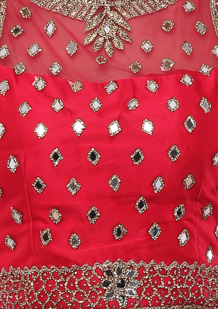 Pink Bead Work Silk Designer Lehenga-Koskii