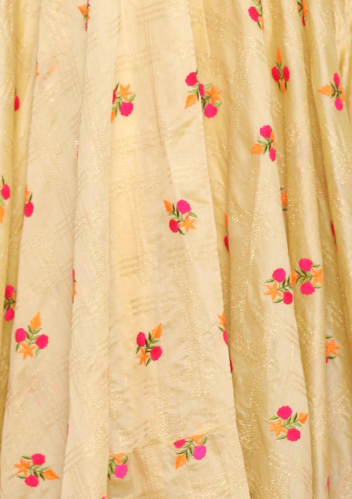 Yellow Thread Work Tissue Designer Gown-Koskii