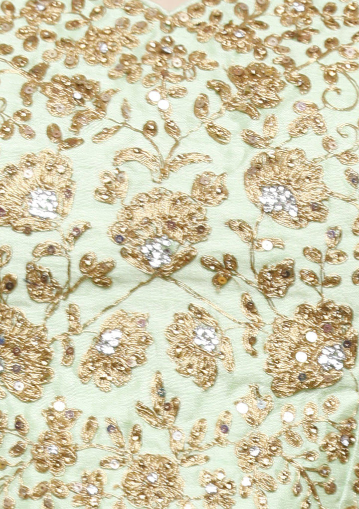 KOSKII VELVET green and midnight blue bridal lehenga-Koskii