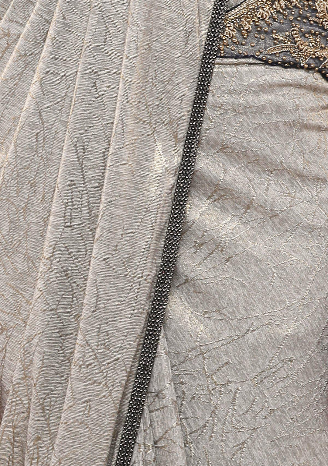 Blue and Grey Embellished Designer Saree-Koskii