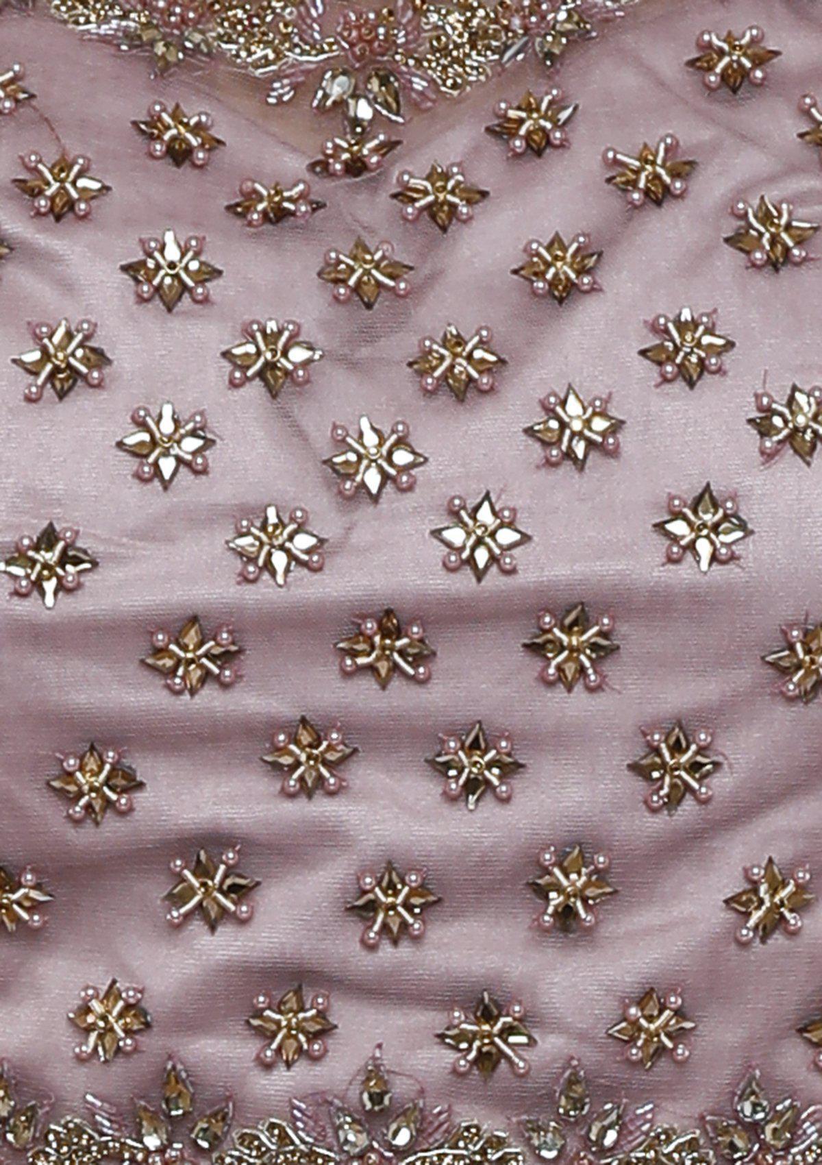 Lavender Sequinned Tissue Silk Designer Lehenga-Koskii