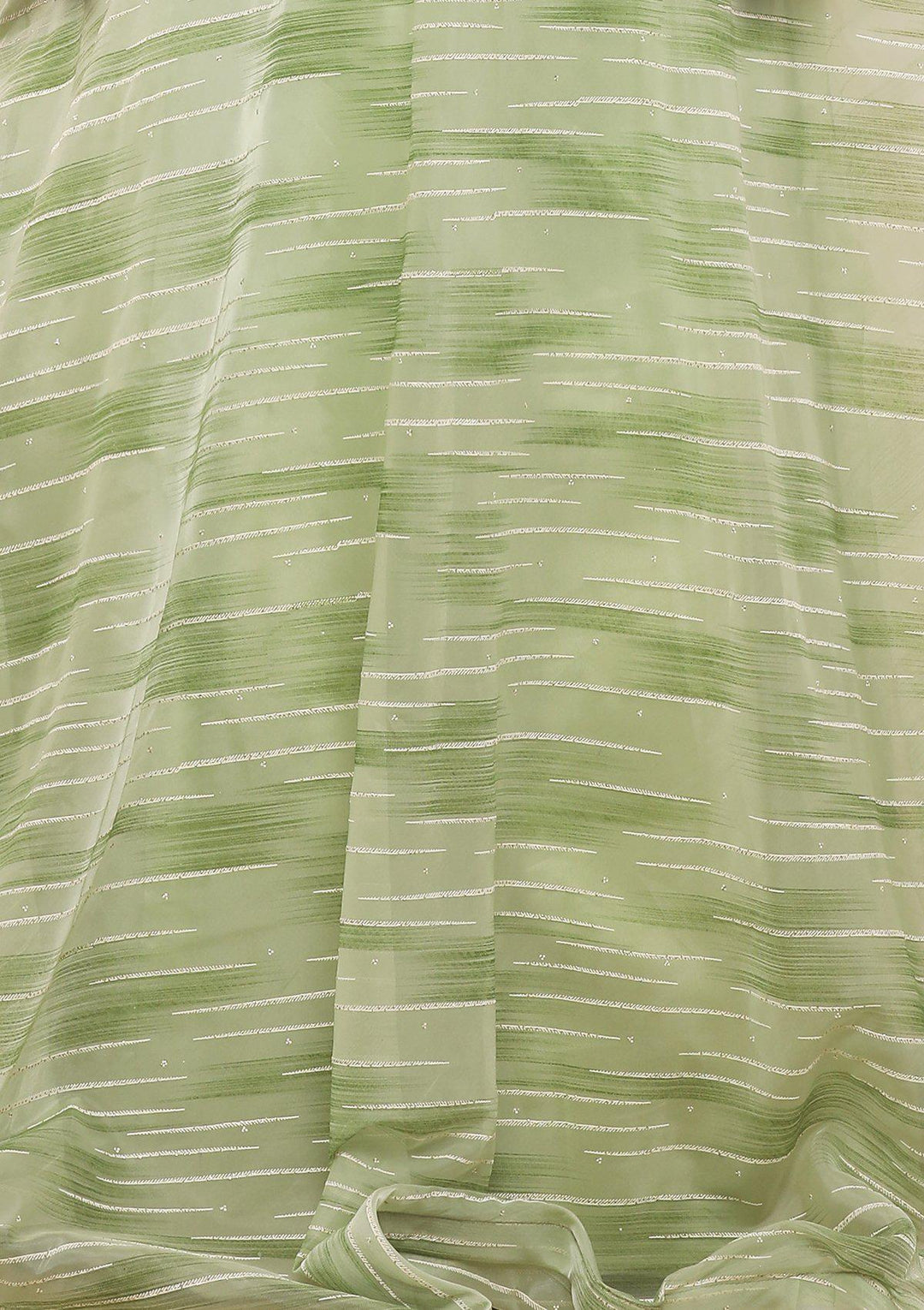 Green Mirror-Work Tissue Designer Lehenga-Koskii