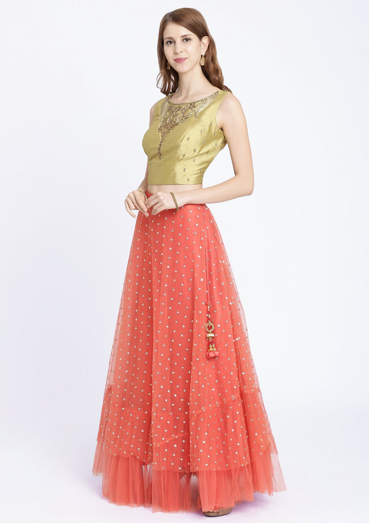 Pink Stonework Net Designer Lehenga-Koskii