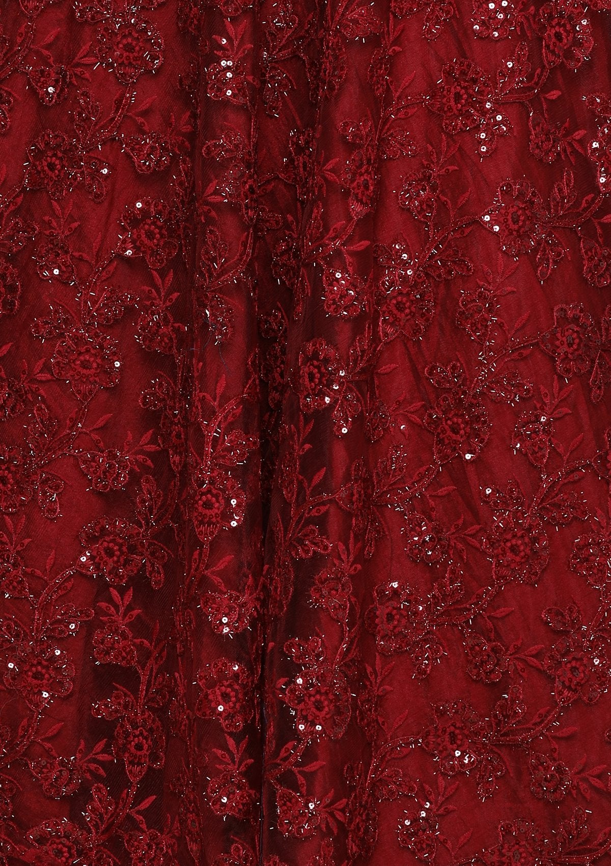 Cherry Red Thread Work Net Designer Gown-Koskii