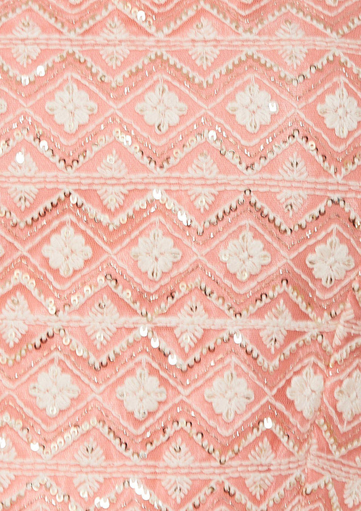 Pink Thread-Work Net Designer Lehenga-Koskii