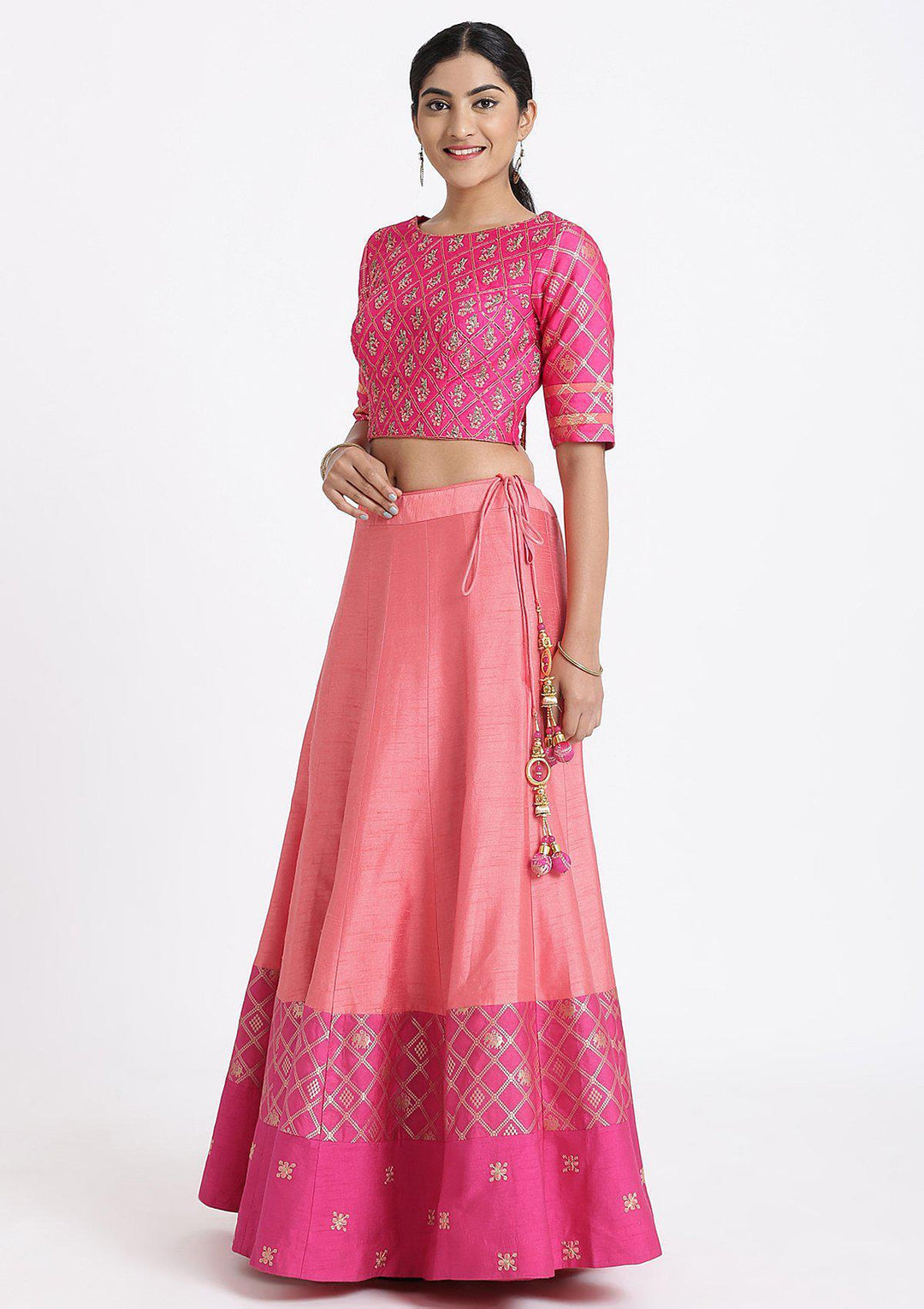 Peach Zardozi Rawsilk Designer Lehenga-Koskii