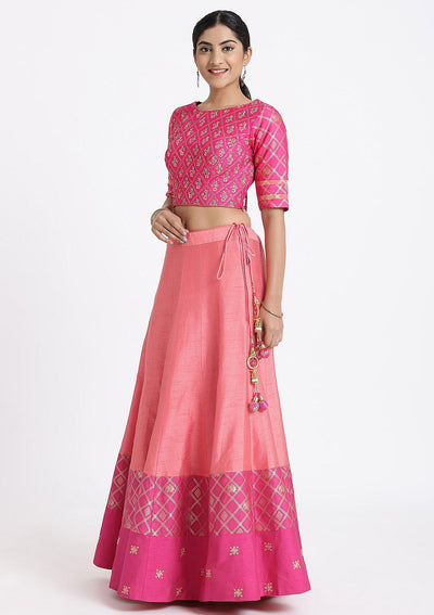 Peach Zardozi Rawsilk Designer Lehenga-Koskii