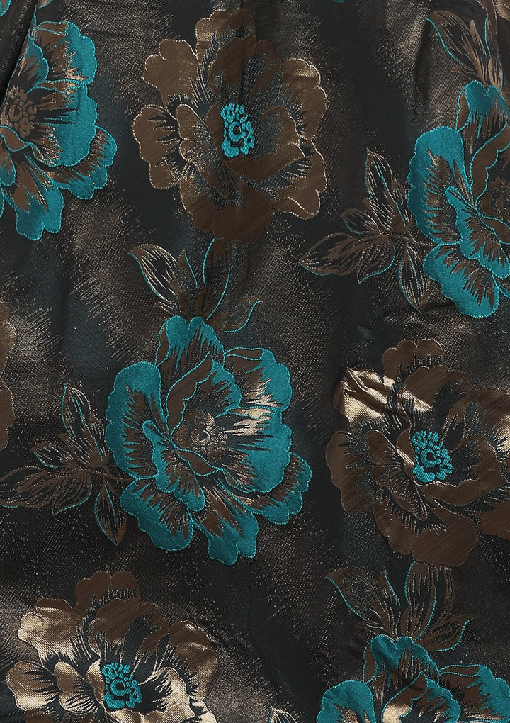 Koskii Ocean Green Brocade Lehenga-Koskii