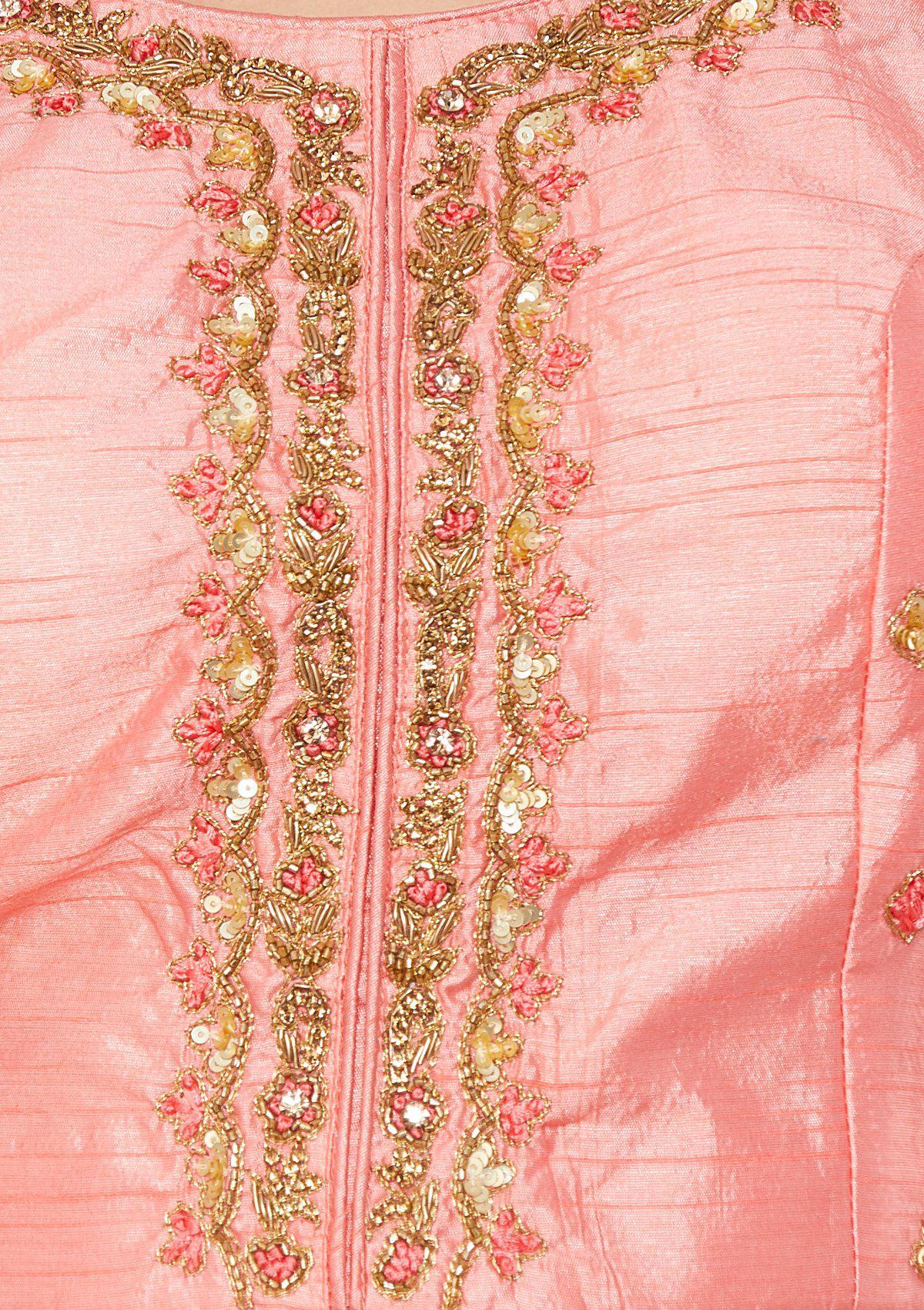 Pink Sequinned Net Designer Lehenga-Koskii