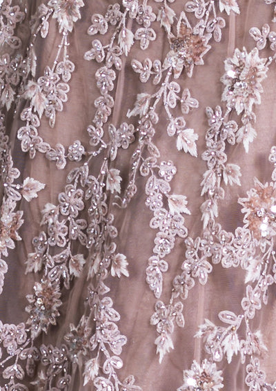 Mauve Pearlwork Net Designer Gown-Koskii