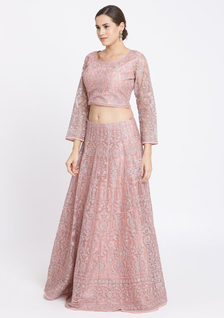 Mauve Zariwork Net Designer Lehenga-Koskii