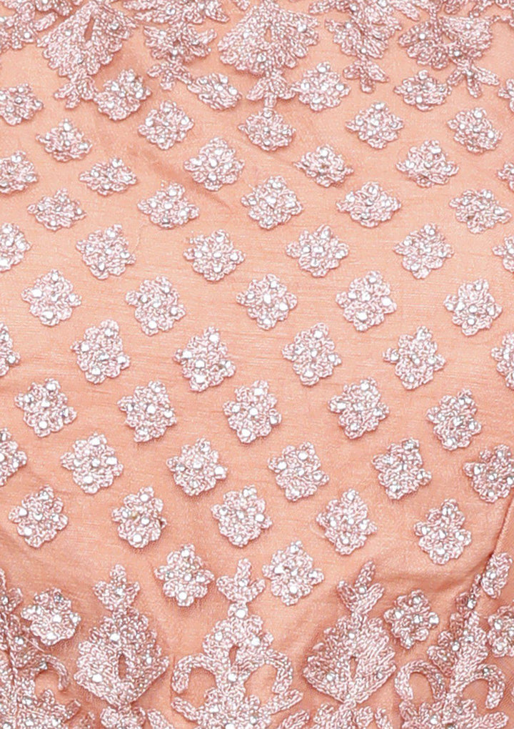 Peach Threadwork Net Designer Lehenga-Koskii
