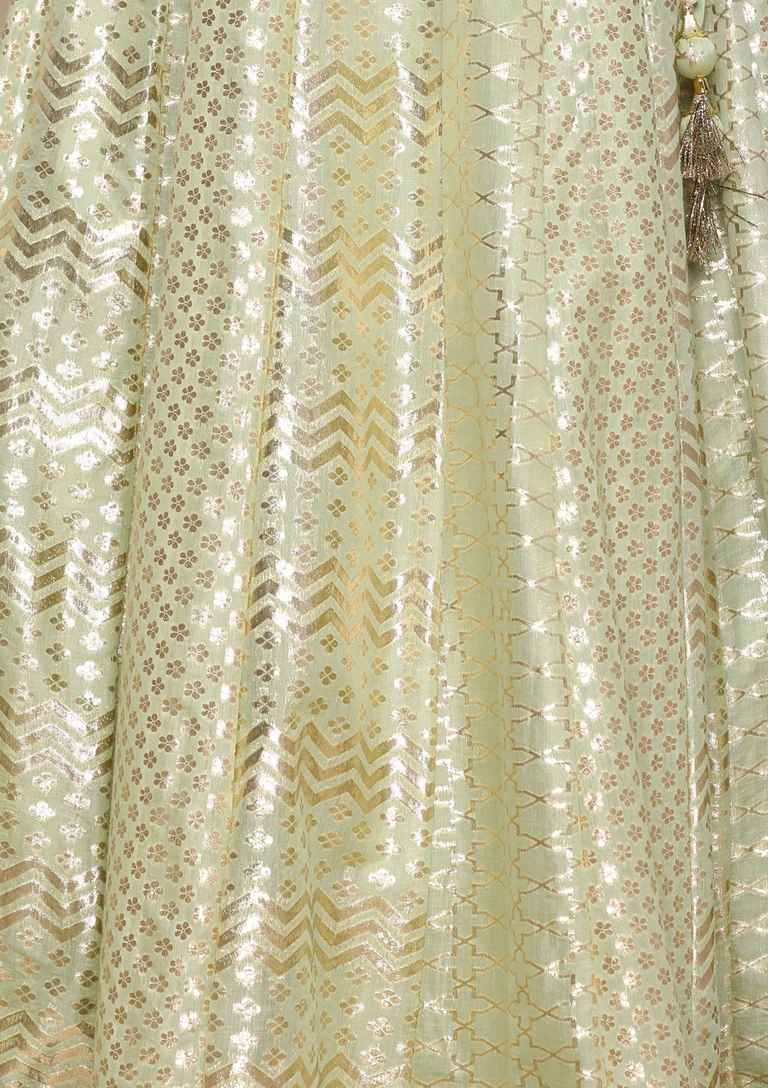Pista Green Gotta Pathi Silk Designer Lehenga-Koskii