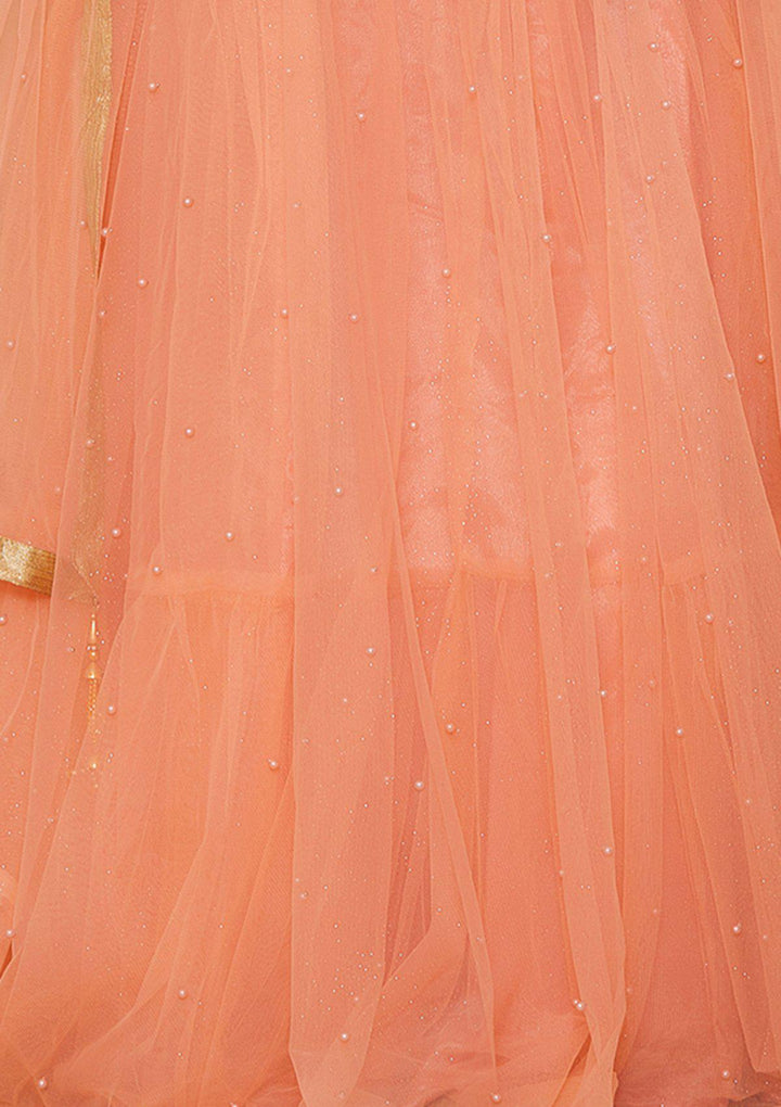 Peach Cutdana Soft-Net Designer Lehenga-Koskii