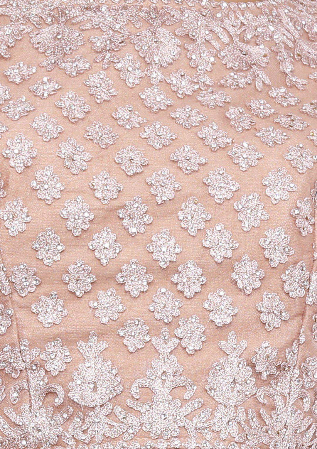 Dusty Rose Threadwork Net Designer Lehenga-Koskii