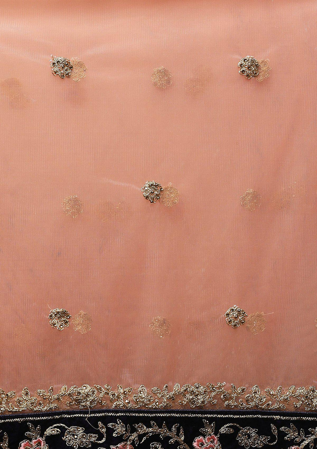 Blue and Pink Velvet Designer Lehenga-Koskii