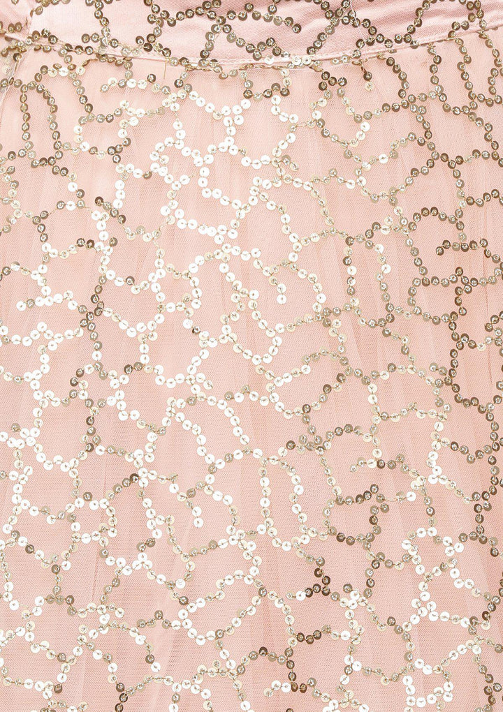 Koskii Soft Peach Sequinned Lehenga-Koskii