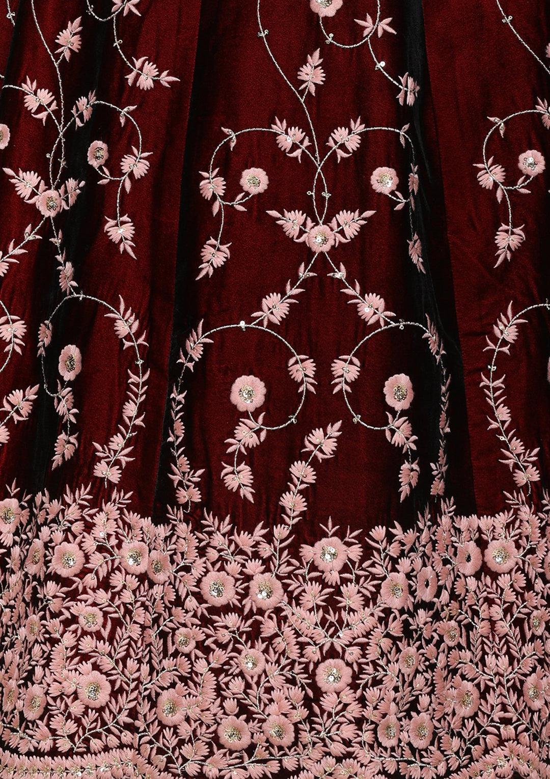 Pink Zari Work Velvet Designer Lehenga-Koskii