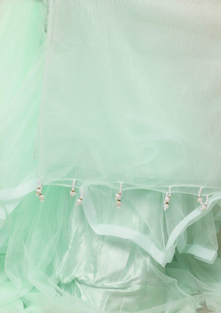 Pista Embellished Tiered Net Designer Lehenga-Koskii