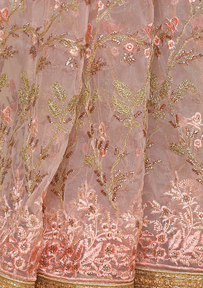 Baby Pink Stone Work Silk Designer Saree-Koskii