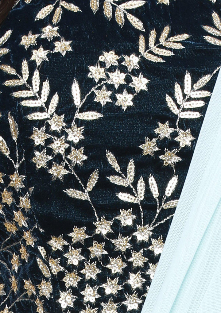 koskii arctic blue fusion lehenga-Koskii