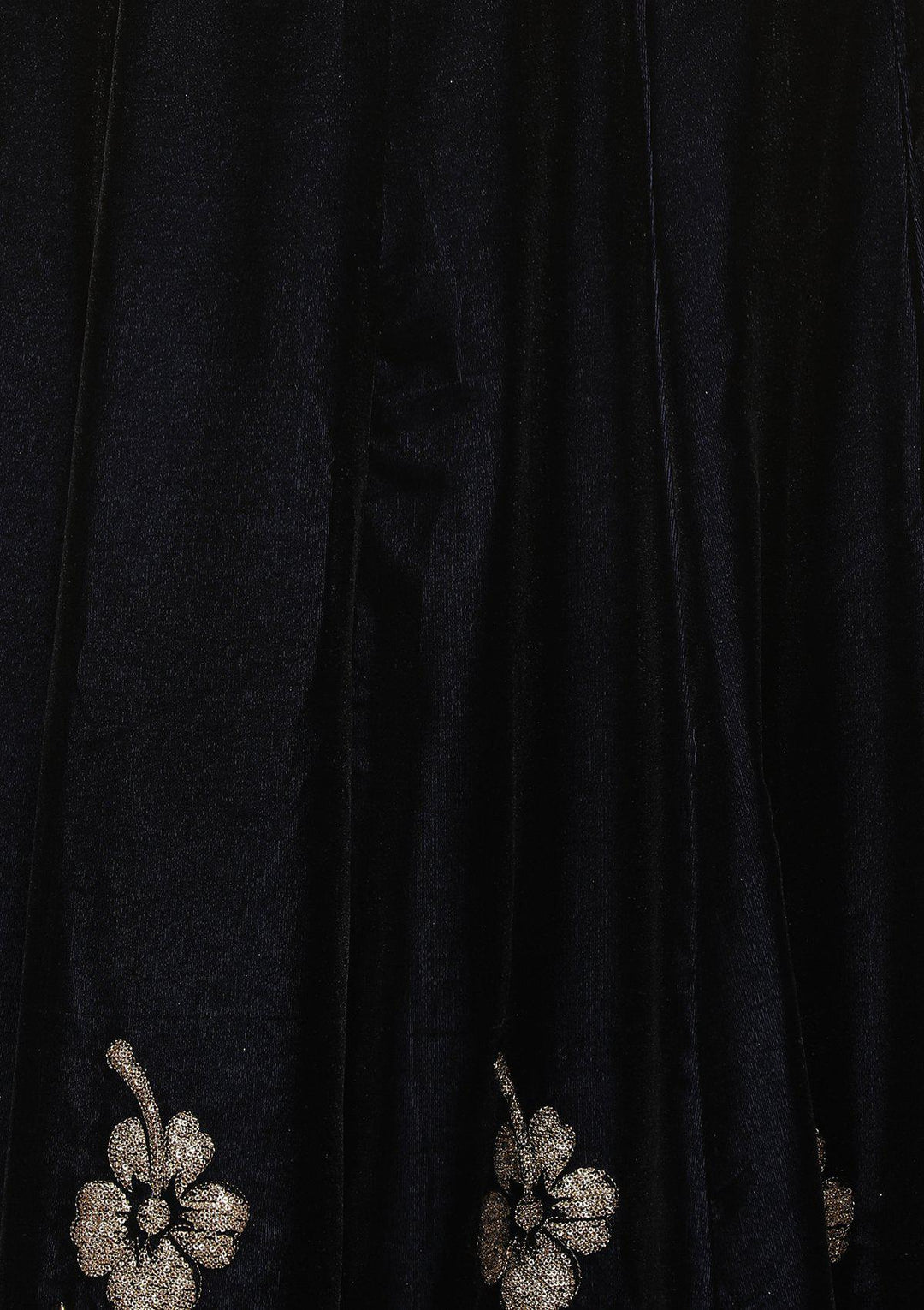 Midnight Blue Embellished Velvet Designer Lehenga-Koskii