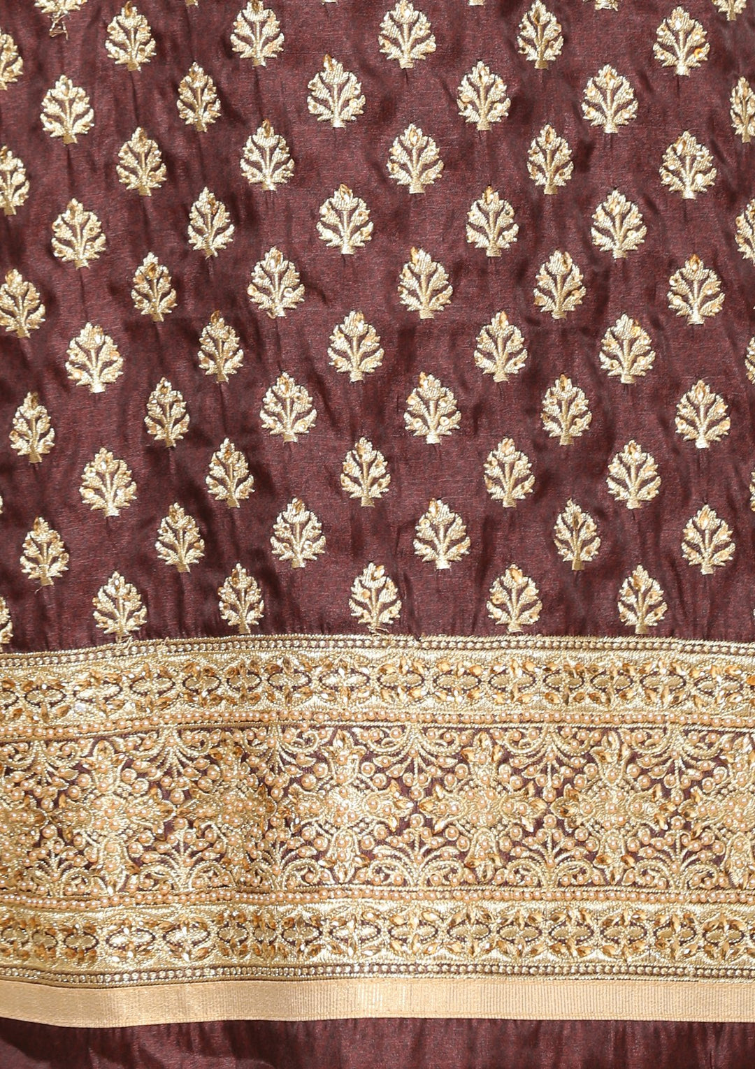 brown and gold designer salwar suit-Koskii