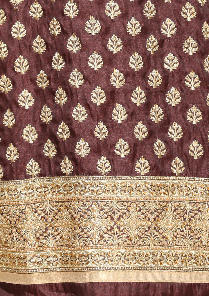 brown and gold designer salwar suit-Koskii