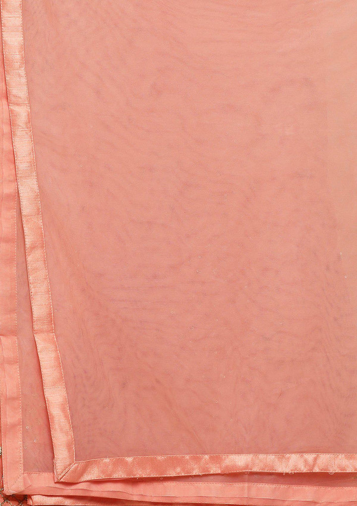 Peach Zari Work Silk Designer Lehenga-Koskii