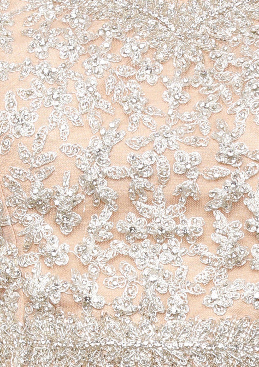 Peach Thread Work Net Designer Lehenga-Koskii