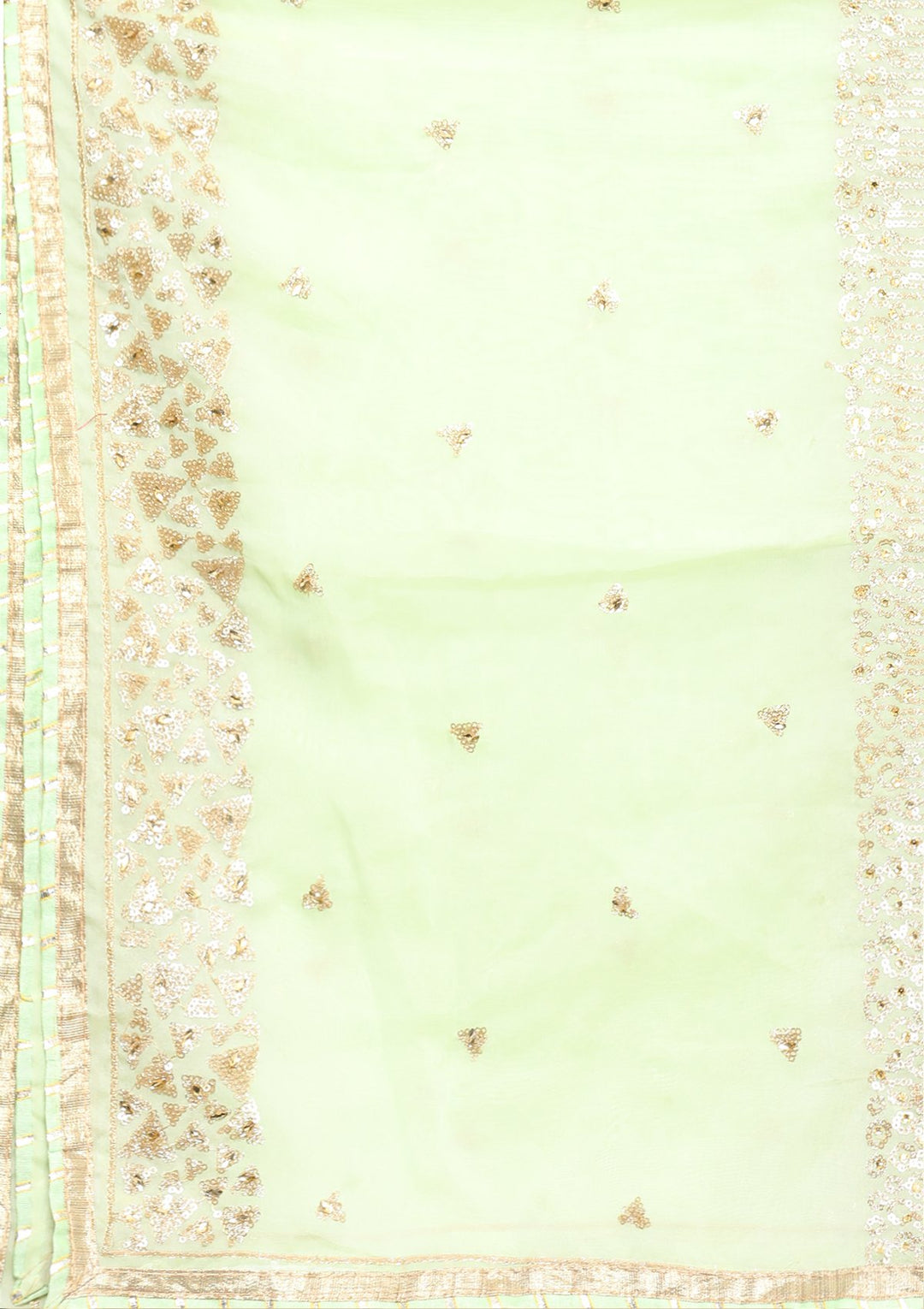 pista green and gold designer salwar suit-Koskii