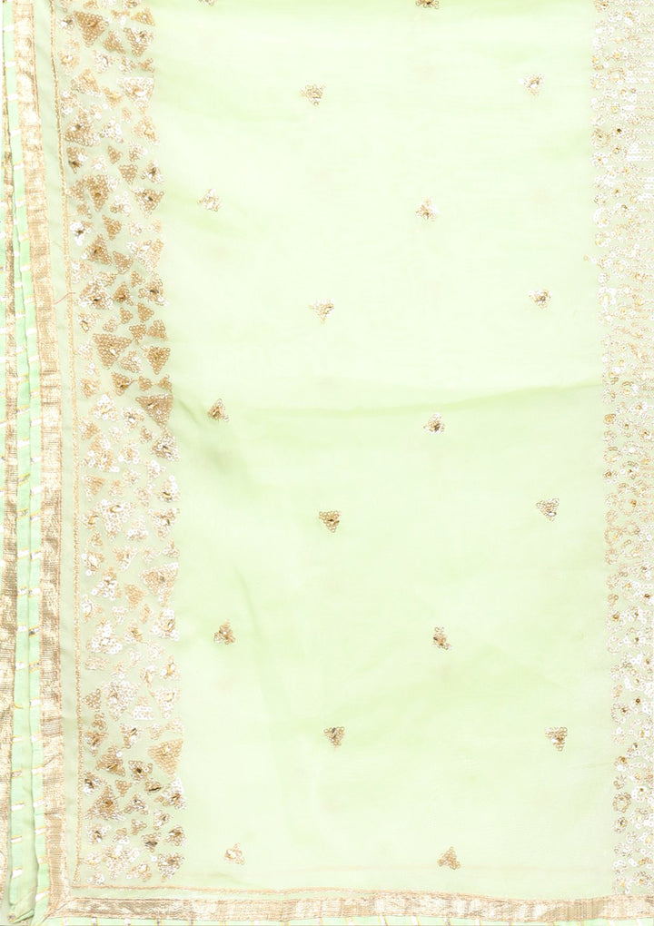 pista green and gold designer salwar suit-Koskii