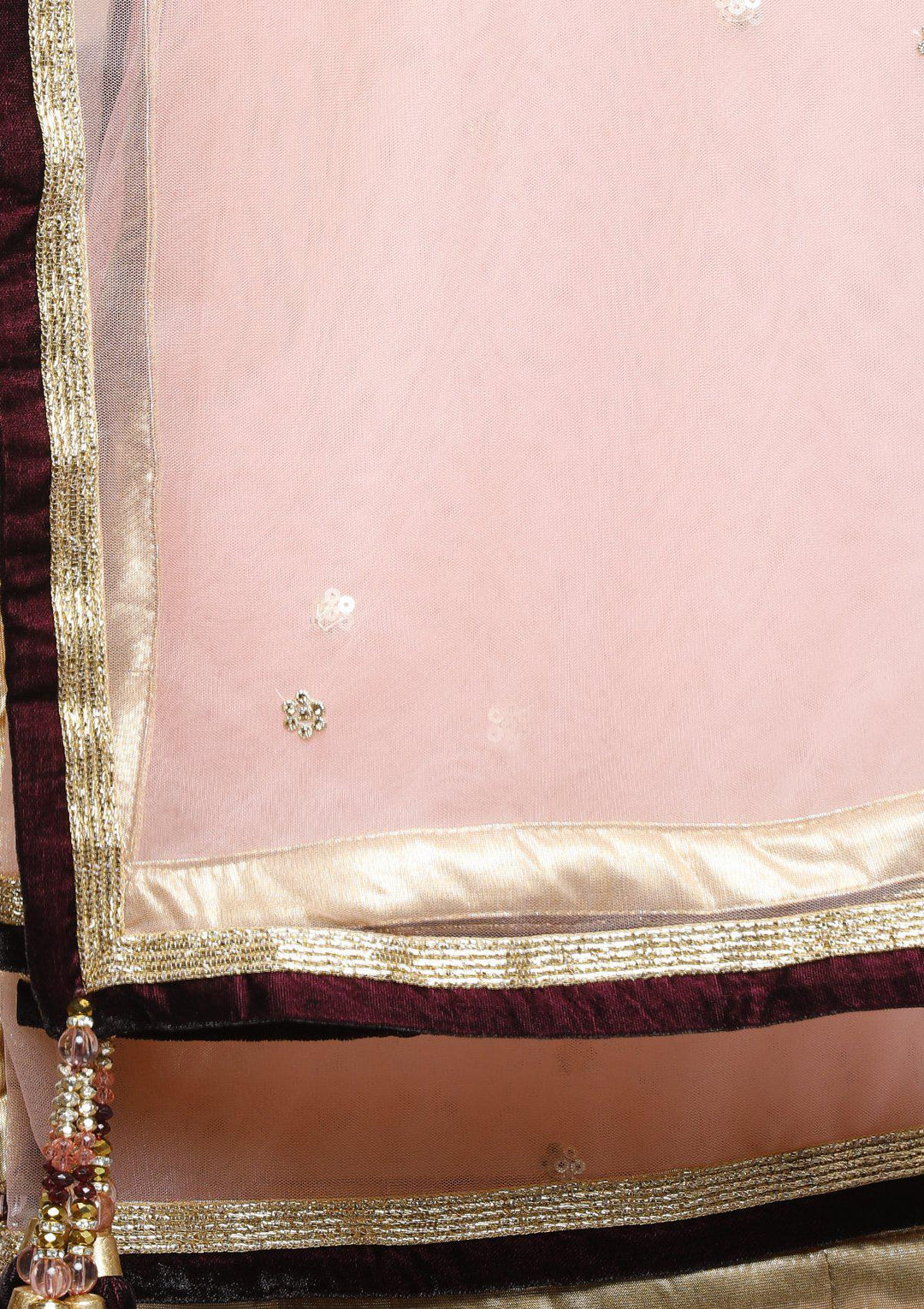 Wine and Gold Velvet Designer Lehenga-Koskii