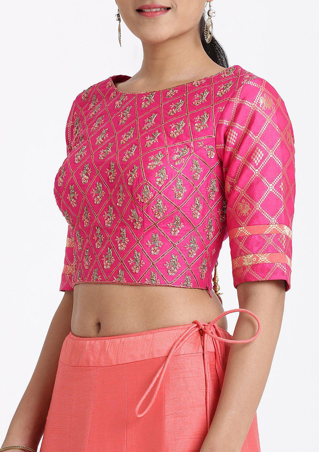 Peach Zardozi Rawsilk Designer Lehenga-Koskii