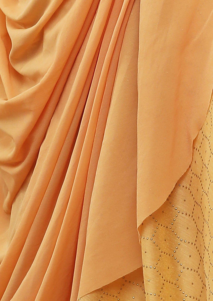 KOSKII YELLOW RAW SILK DRAPE LEHENGA-Koskii