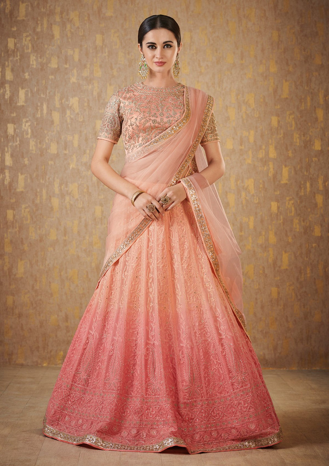 Koskii Peach Lehenga-Koskii