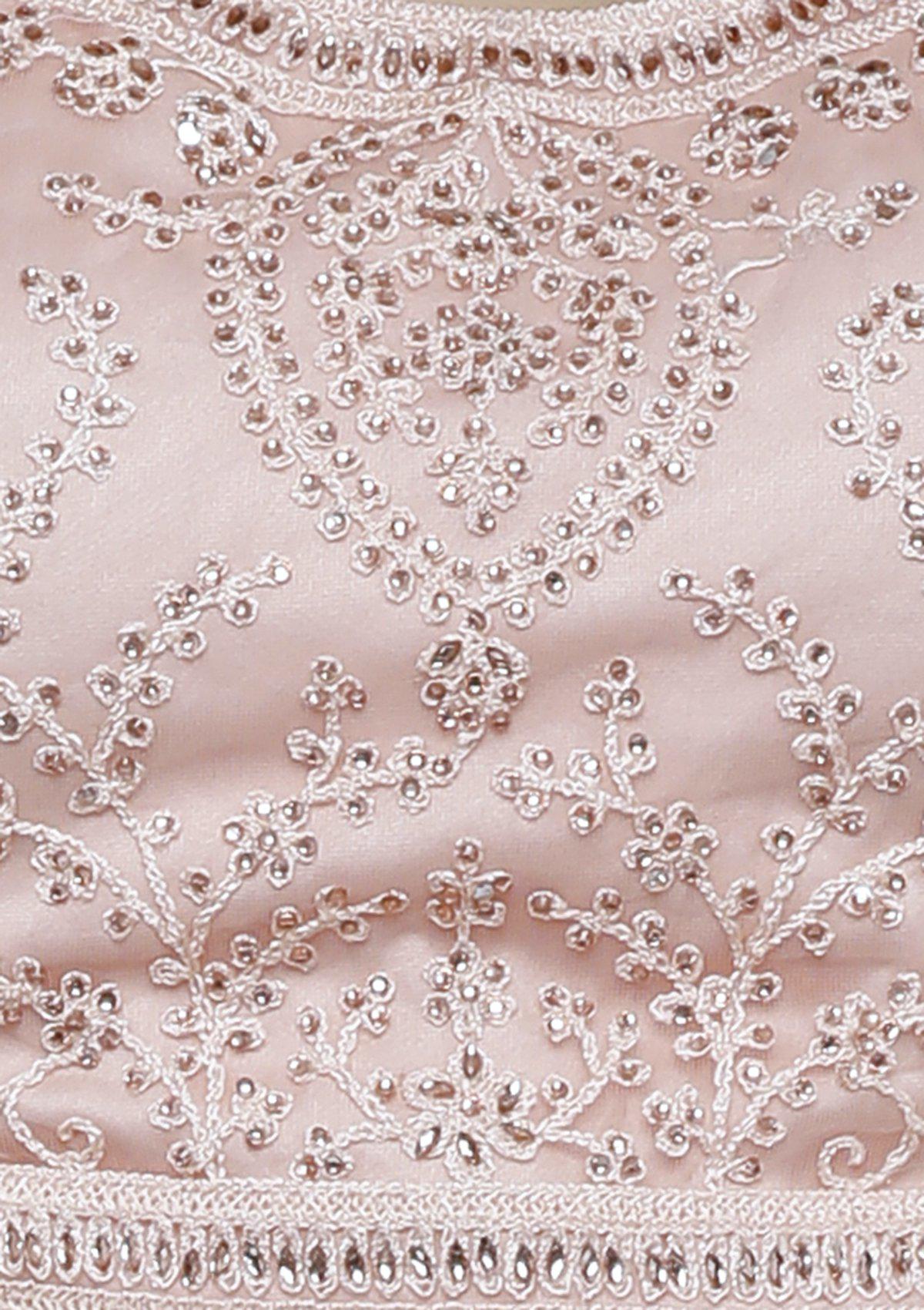 Pink Embellished Net Designer Lehenga-Koskii